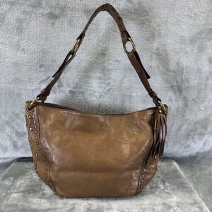 Nordstrom Shoulder Bag Purse Tan Leather Studded